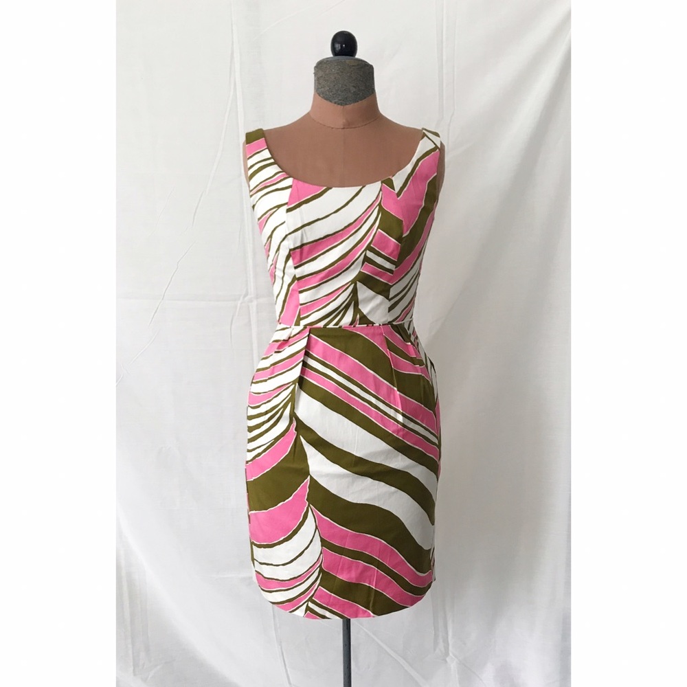Trina Turk shift dress, pink/green vintage inspired